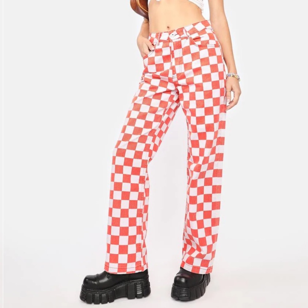 Ragged Priest Red Rook purple and red checkered jeans in size 26
